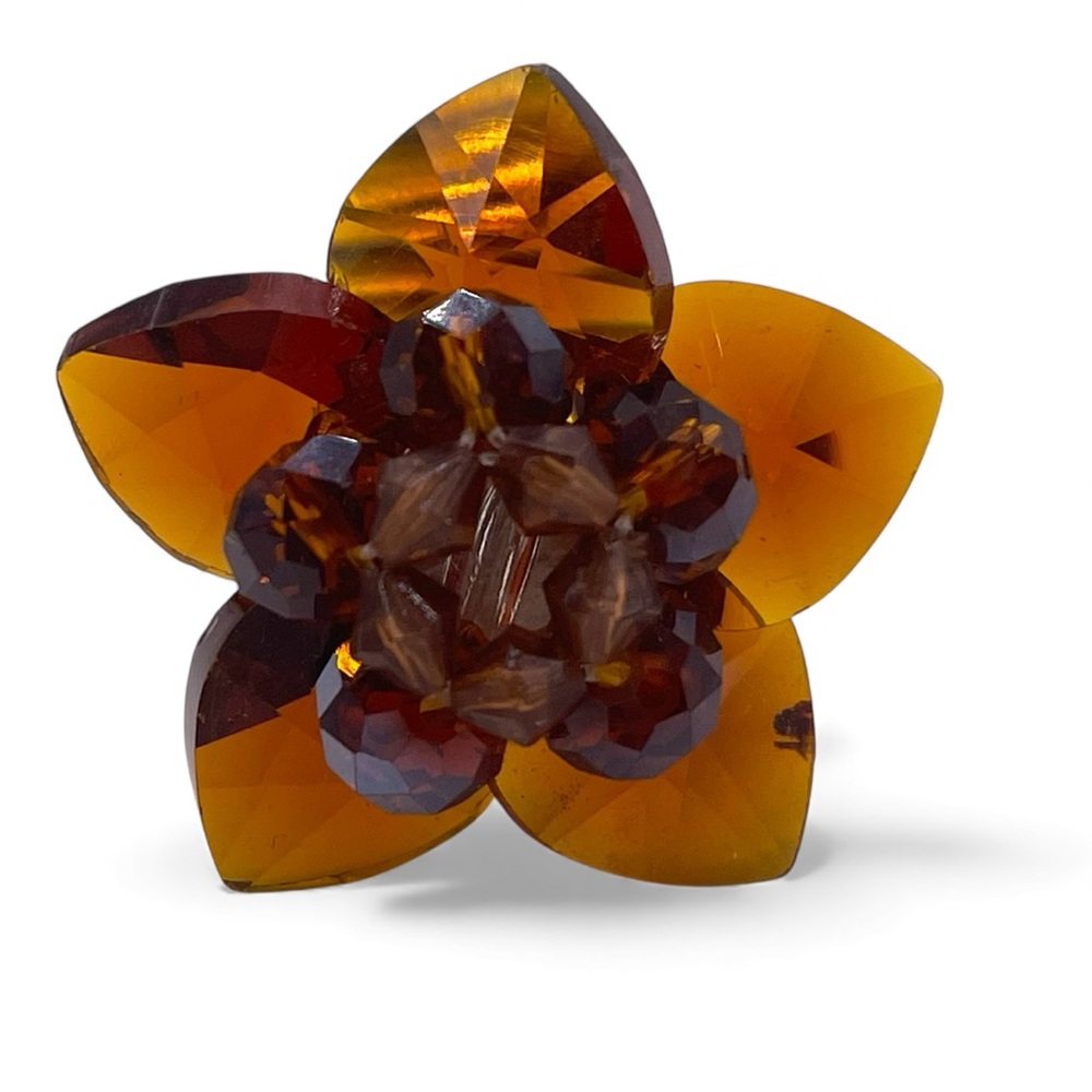 ❤️ Boho Acrylic Fire Cabochon Layered Flower Ring